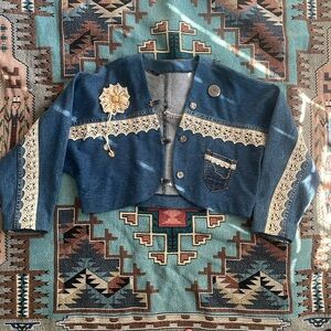 Jordache unique cropped Jean jacket lace